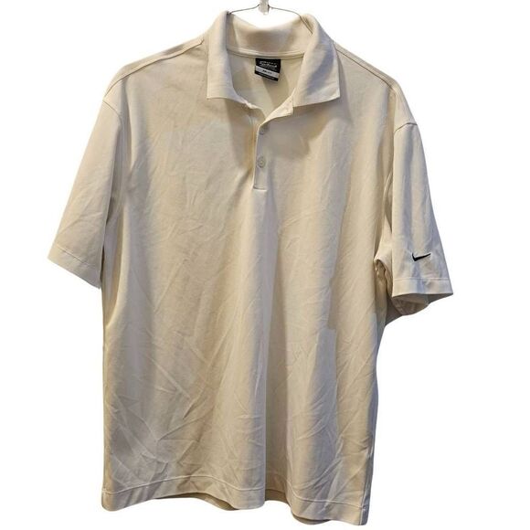 White Nike Gold Polo Men Dri-Fit T-Shirt Size M - Picture 1 of 4